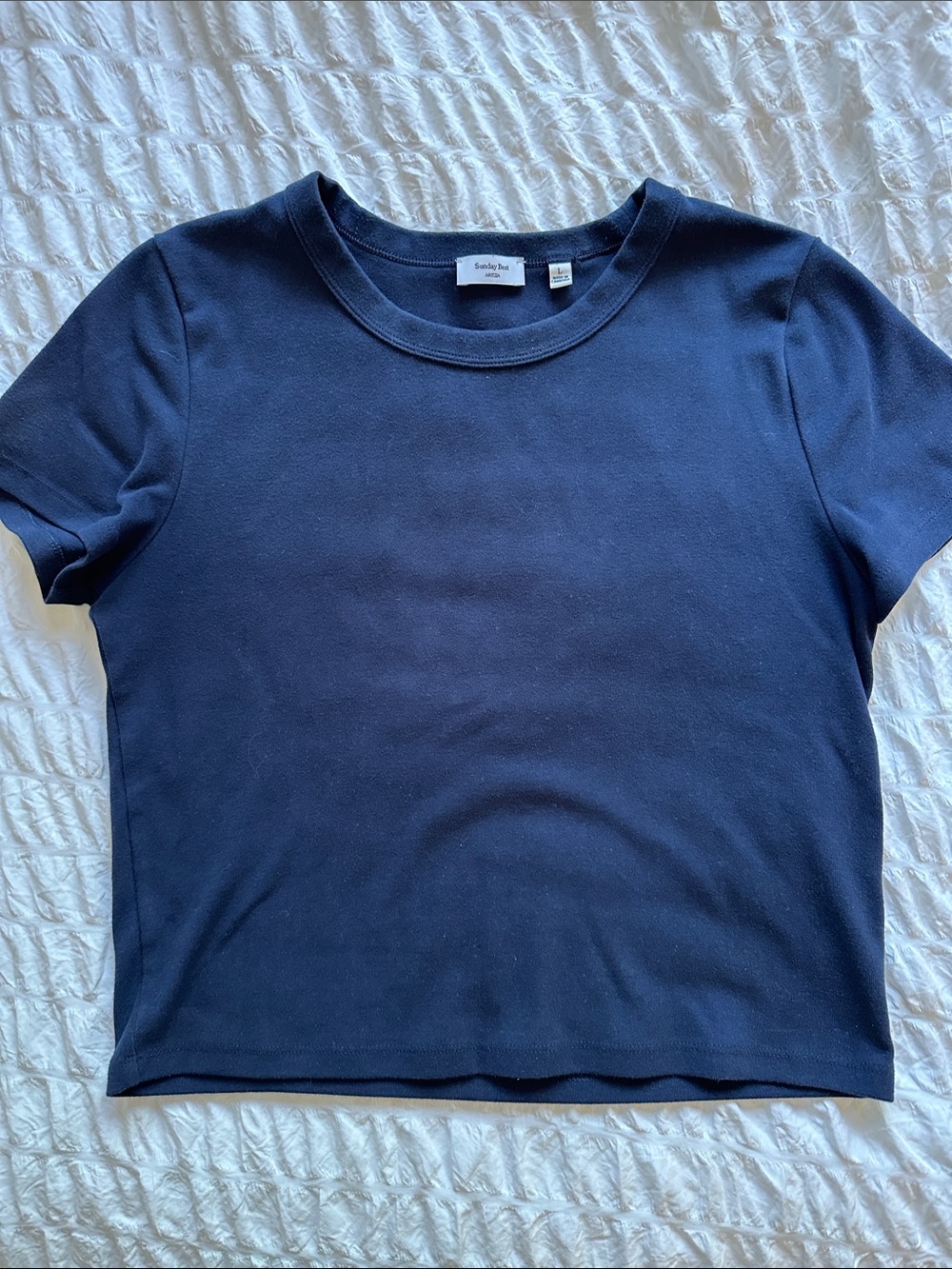 Aritzia Sunday Best Navy Crewneck Tee